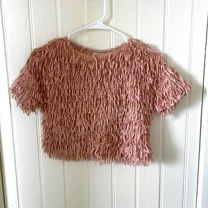 Zara girls fringe pink top. Like new. Size 7